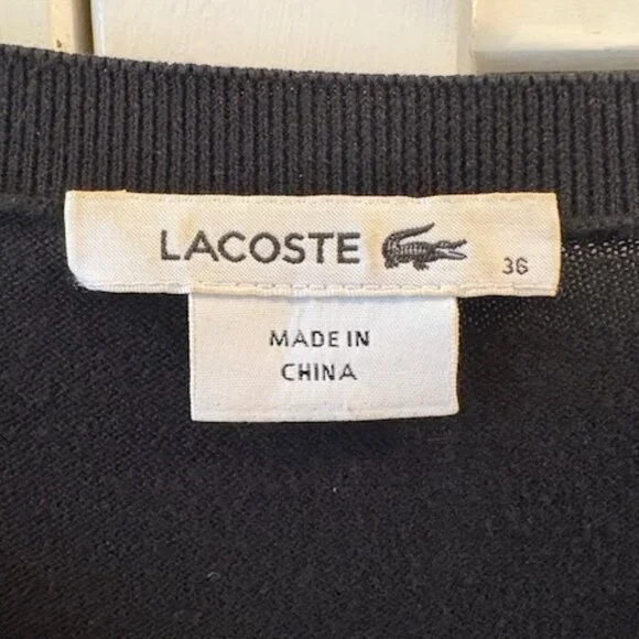Women's Lacoste cardigan, Black size 38/small, 100% cotton, v good condition. - Picture 3 of 5